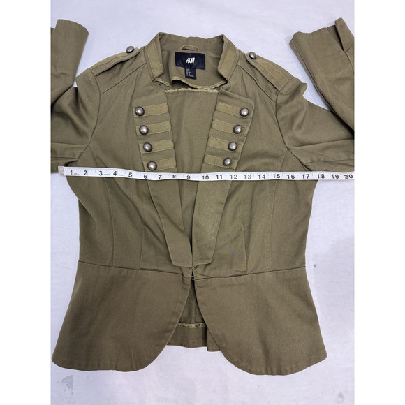 Military Style Olive Blazer Double Row Metal Button Jacket Regency Steampunk 8 - Picture 6 of 9